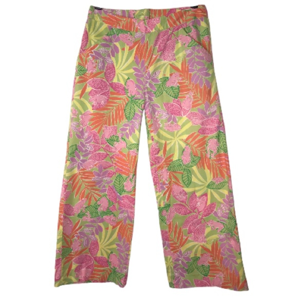 Lilly Pulitzer Tropical Frog Themed High-Rise Wide Leg Capri’s Size 4